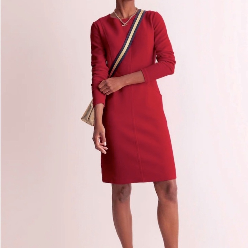 Boden Red Ellen Ottoman Knit Dress | Polished Classic Fit, Sz 4P